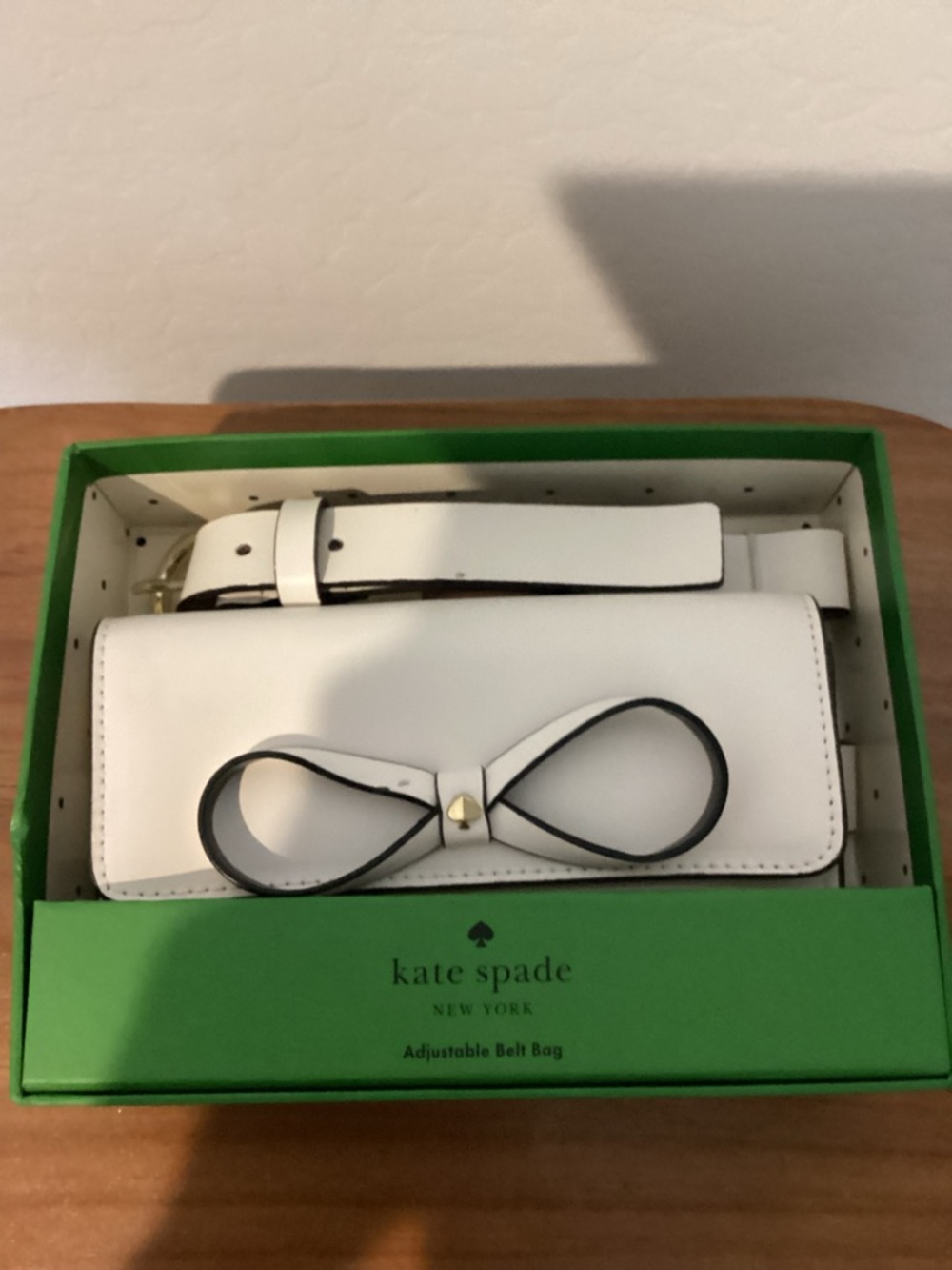 kate spade White Leather Bow Accent Adjustable Belt Bag